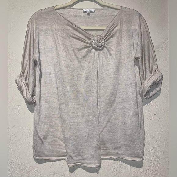 MaxMara Pura Seta Women’s Silk Wrap Style Overlay Blouse Oatmeal Color Size S - Picture 1 of 4